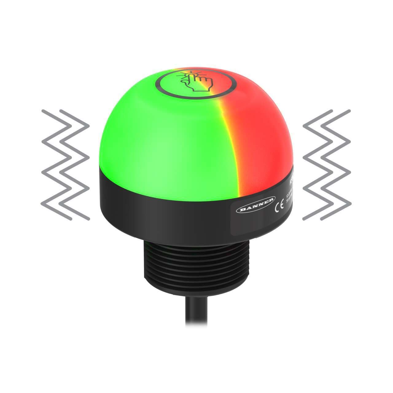 Banner K50PTVAMGRY3QP K50 Pro Touch Series: 3-Color RGB Touch Sensor with Vibration Feedback; 12-30 V dc; Polycarbonate; IP67 IP69K; Bimodal, NO, Momentary; Multicolor; 150 mm (6 in) 5-pin M12 PVC Pigtail QD K50PTVAMGRY3QP on Powermatic Associates