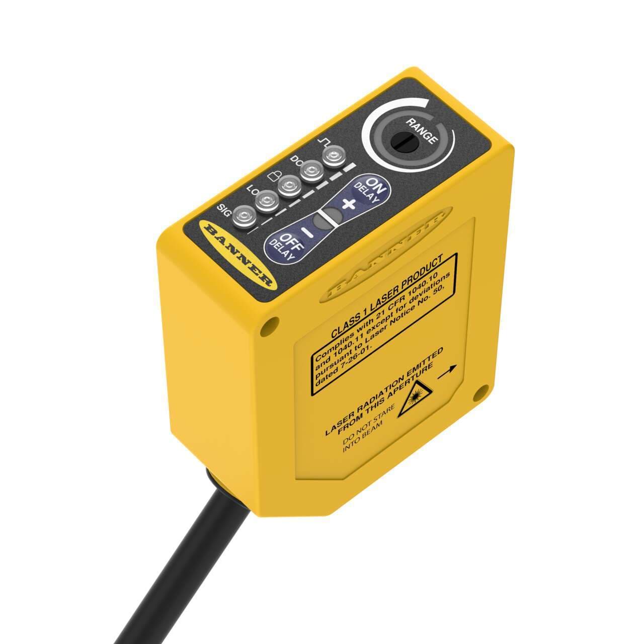 Banner Q60BB6LAF1400 Q60 Series: Adjustable-Field Laser (Class 1); Range: 200-1400 mm; Input: 10-30 V dc; Output: Bipolar: 1 NPN; 1 PNP; 2 m (6.5 ft) Connector Q60BB6LAF1400 on Powermatic Associates