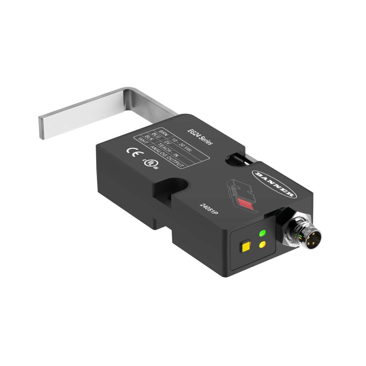 Banner EG24-ILVA-Q7 Banner EG24-ILVA-Q7 - EG24 Series Retroreflective Sensor; Range: 40 mm; Input: 10-30 V dc; 24 mm Beam Width; Attached Retro Arm; Output: 4-20 mA Analog; 4-pin M8 Integral QD EG24-ILVA-Q7 on Powermatic Associates