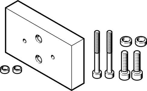 Festo 2512383 adapter kit DHAA-G-Q5-16-B17-14-E Size: 14, Assembly position: Any, Corrosion resistance classification CRC: 2 - Moderate corrosion stress, Product weight: 102 g, Mounting type: (* With through-hole and screw, * with centring sleeve) 2512383 on Powermatic Associates