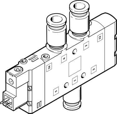 Festo 163818 solenoid valve CPE24-M2H-5L-QS-10 High component density Valve function: 5/2 monostable, Type of actuation: electrical, Width: 24 mm, Standard nominal flow rate: 1250 l/min, Operating pressure: 2,5 - 10 bar 163818 on Powermatic Associates