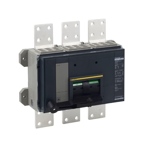Schneider Electric RGF36120 Square D by Schneider Electric RGF36120 is a Molded Case Circuit Breaker (MCCB) designed for mounting on a plate with a busbar connection type. It falls under the PowerPact RGF sub-range and is rated for a current of 1200A with a voltage rating of 600V AC. This 3-pole MCCB features long-time (fixed) and instantaneous protection functions, with a trip current rating of 1200 AT and a frame current rating of 3000 AF. Its short circuit breaking rating is specified as 65kA at 240Vac, 35kA at both 480Y/277Vac and 480Vac, and 18kA at both 600Y/347Vac and 600Vac. All three poles are protected, and it utilizes an ET1.0I (LI) Electronic trip unit type. RGF36120 on Powermatic Associates