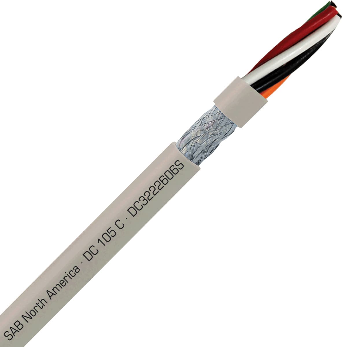 SAB DC3222606S DC 105 C - 26 AWG/6c, shielded flexible oil resistant data cable, UL, CSA, CE, RoHS DC3222606S on Powermatic Associates