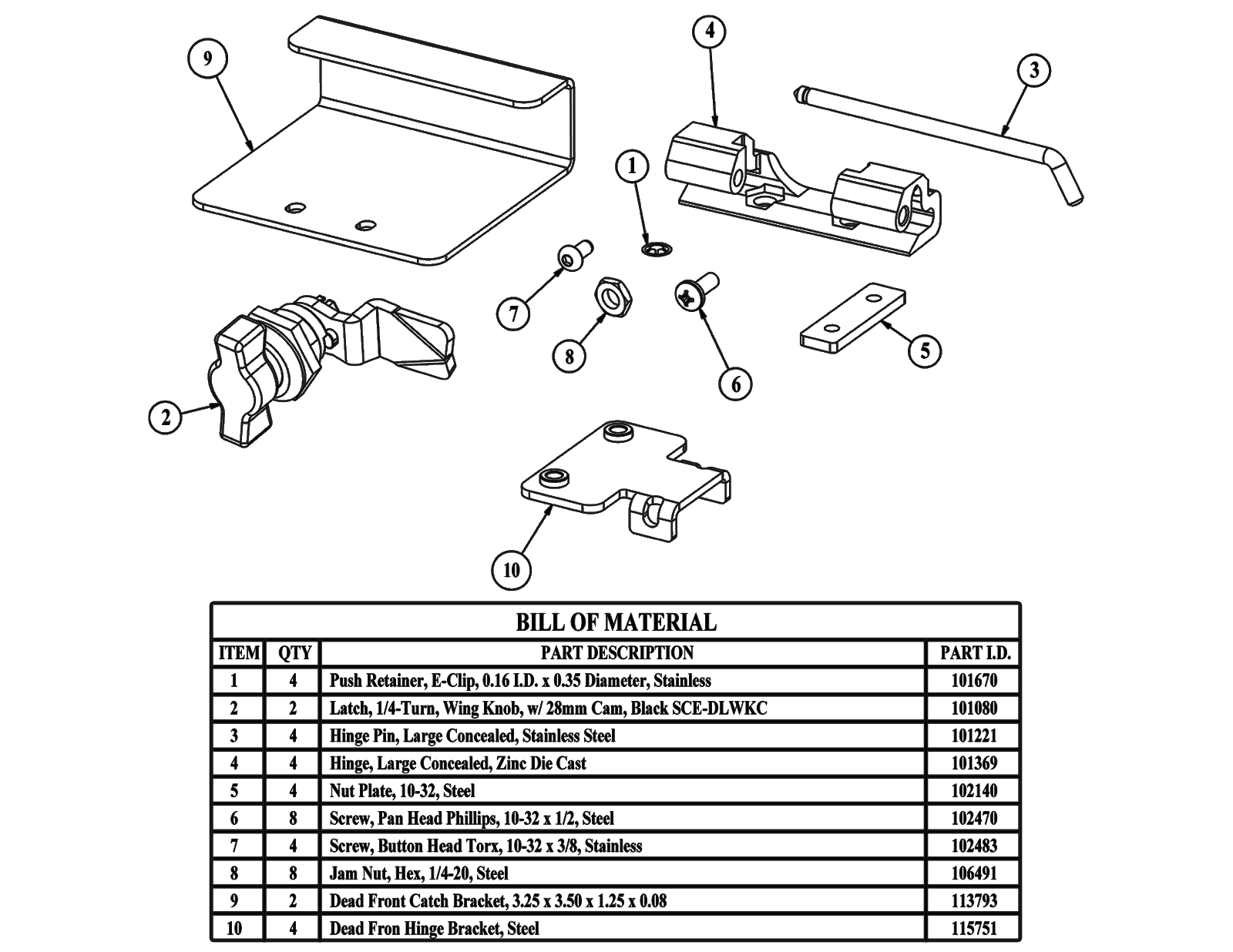 Saginaw Control SCE-113282 Bolt Pack, Dead Front Four Hinge, Height:6.00", Width:6.00", Depth:3.00",  SCE-113282 on Powermatic Associates