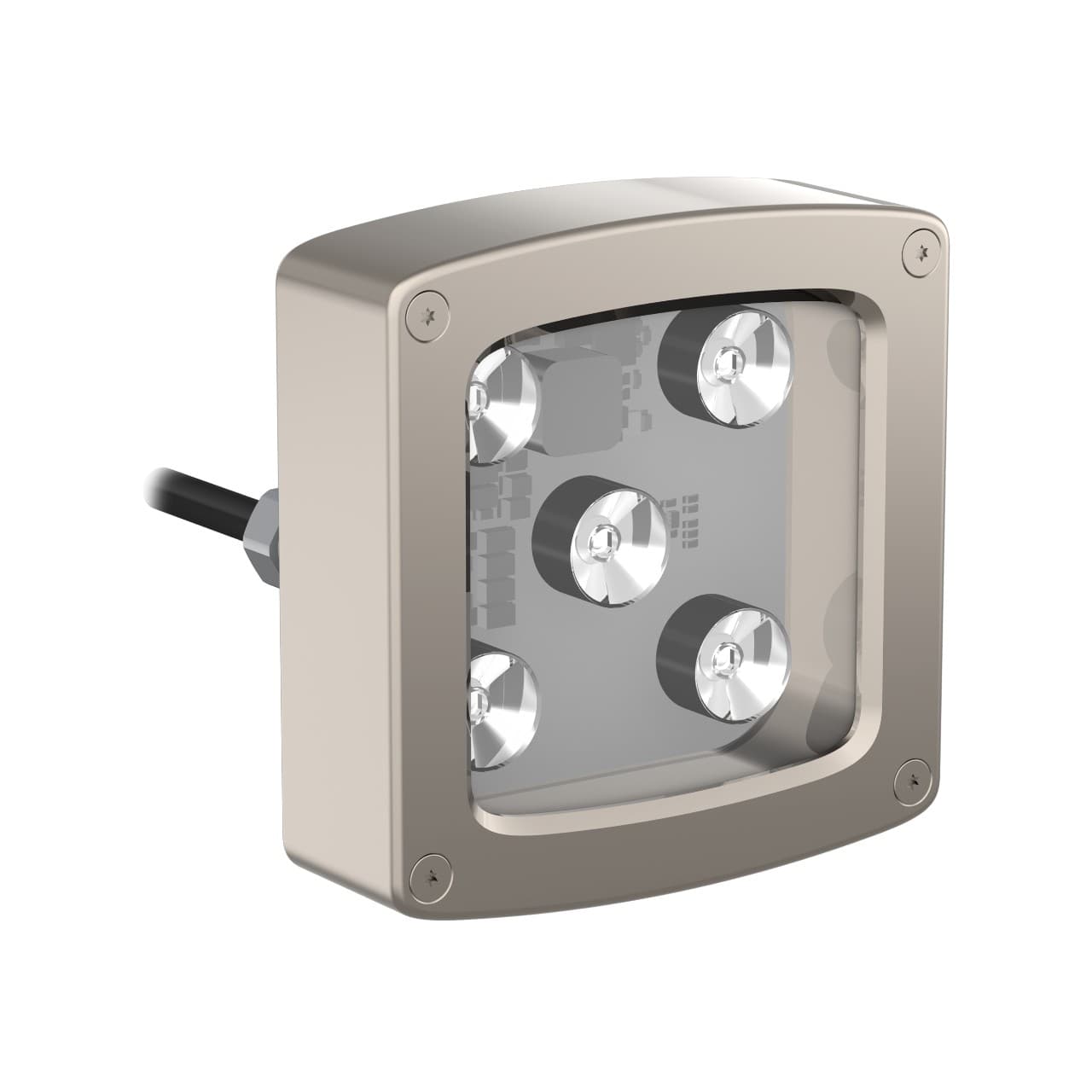 Banner WLC90WL8RPWM WLC90 Work Light; Dimensions: 90X90 mm; PWM Dimming, Voltage: 12-30 V dc; Environmental Rating: IP68g, IP69K, Color: White; 8 Deg Lens; Window: Polycarbonate, Euro Cable; Rear exit WLC90WL8RPWM on Powermatic Associates