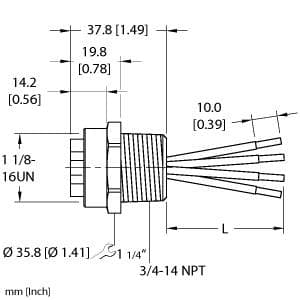 Turck RKFC 42-0.5M/14.75/NPT RKFC 42-0.5M/14.75/NPT Turck - RKFC 42-0.5M/14.75/NPT Power Receptacle, Front Mount RKFC 42-0.5M/14.75/NPT on Powermatic Associates