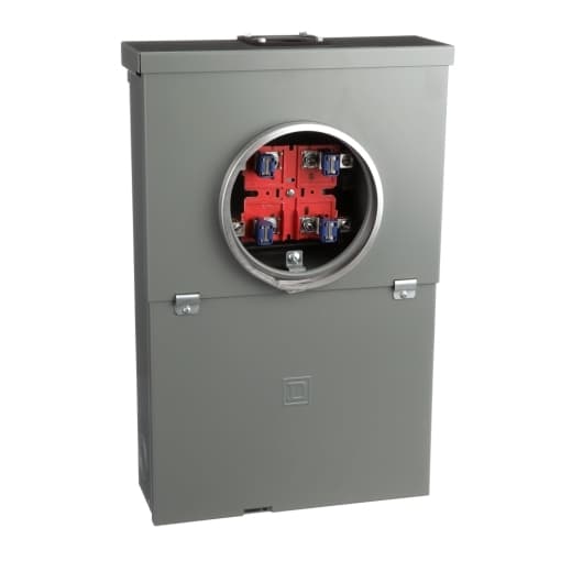 Schneider Electric SO1020VP Square D by Schneider Electric SO1020VP is a Combination Service Entrance Device (CSED) designed for surface mounting. It features a ringed meter socket without a bypass option. The device accommodates connections via lugs for both ground and line, supporting 6AWG to AWG1 aluminium/copper lugs for line connections and 8AWG to 4AWG aluminium/copper lugs for ground connections. It is structured to include 10 spaces, allowing for up to 20 single pole circuits or 10 tandem breakers. The SO1020VP is rated for a current of 100A and has a short circuit breaking rating of 10kA. SO1020VP on Powermatic Associates