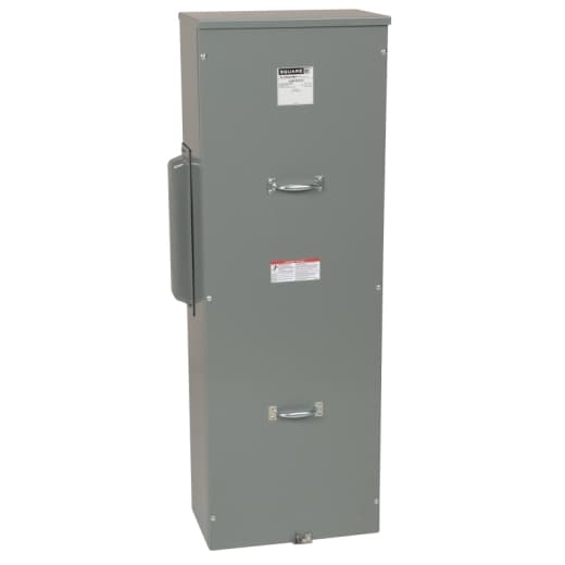 Schneider Electric EZM1800TB Square D by Schneider Electric EZM1800TB is a meter center main unit designed for surface mounting. It features a steel enclosure and aluminium busbar, ensuring compatibility with indoor and rainproof environments as indicated by its NEMA 3R degree of protection. The dimensions of this unit are H1371mm x W474mm x D292mm (H53.97" x W18.66" x D11.5"). It operates at a rated voltage of 120Vac/240Vac and supports a single-phase (1PH-3W) network. The EZM1800TB is equipped to handle a rated current of 800A for both the main and busbar. For connectivity, it accommodates 1 x 6AWG...300kcmil aluminium/copper lugs for the ground and 4 x 3/0AWG...500kcmil aluminium/copper lugs for both the line and neutral connections. EZM1800TB on Powermatic Associates