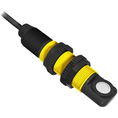 Banner S18UIAR W-30 Ultrasonic distance sensor (right-angle) with time-of-flight system - Banner Engineering (U-GAGE series - S18U) - Part #02710 - Sensing range 30...300mm - 300kHz emission frequency - 1 x analog output (4-20mA) - Supply voltage 10Vdc-30Vdc (12Vdc / 24Vdc n S18UIAR W-30 on Powermatic Associates