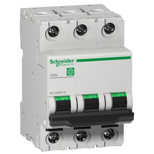 Schneider Electric M9F17320 Schneider Electric M9F17320 is a Miniature Circuit Breaker (MCB) within the C60L sub-range, designed with 3 poles and a rated current of 20A. It features a rated insulation voltage (Ui) of 500V, a rated operating voltage (Ue) of 440V, and a rated impulse voltage (Uimp) of 6kV. This MCB is suitable for DC applications with a rated voltage of 125Vdc and AC phase-to-phase applications at 440V. All three poles are protected, and it operates with a tripping curve C. M9F17320 on Powermatic Associates