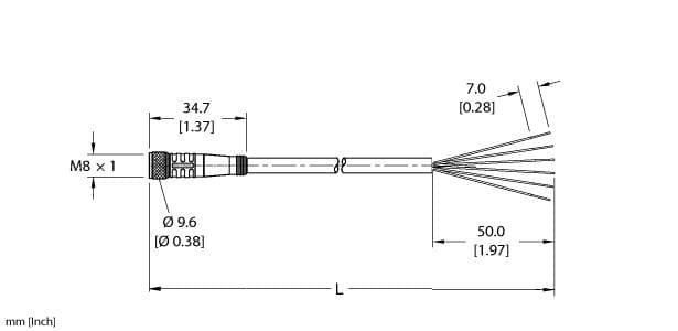 Turck PKG 6M-3/S90 PKG 6M-3/S90 Turck - PKG 6M-3/S90 Actuator and Sensor Cordset, Connection Cable PKG 6M-3/S90 on Powermatic Associates