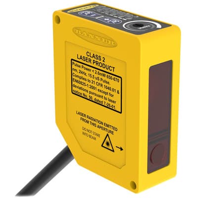 Banner Q60VR3LAF1400 W-30 Adjustable-field class 1 Laser photo-electric sensor with background suppression system - Banner Engineering (Q series - Q60LAF) - Part #71891 - Sensing range 20cm...1.4m - Visible class 1 red Laser light - 1 x digital output (SPDT contact type) (Light-ON Q60VR3LAF1400 W-30 on Powermatic Associates