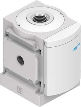 Festo 529857 branching module MS6-FRM-1/4 Direction of flow: from left to right. Assembly position: Any, Design structure: Branching module, Operating pressure: 0 - 20 bar, Standard nominal flow rate in main flow direction 1->2: 4200 l/min, Standard nominal flow rate 529857 on Powermatic Associates