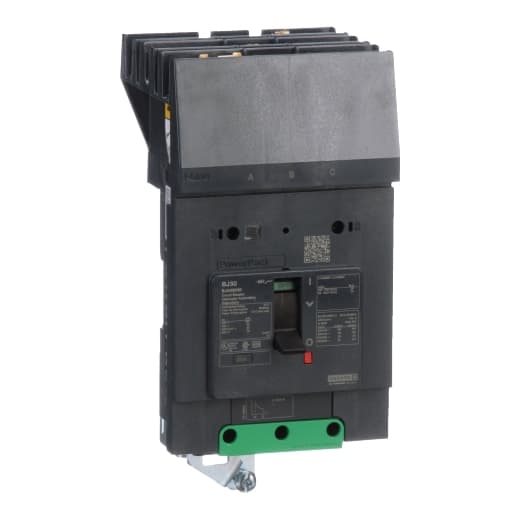 Schneider Electric BJA36030 Square D by Schneider Electric BJA36030 is a Moulded Case Circuit Breaker (MCCB) within the PowerPacT BJA sub-range, featuring a PowerPact B-Frame 100 TMD 3P 30A 600Y/347Vac 25kA I-line design. It has a rated impulse voltage (Uimp) of 8 kV and utilizes an I-line connection for ABC phases. The degree of protection is IP40, with a rated current of 30A and a rated voltage (AC) of 600Vac 600Y/347Vac. Its mechanical durability is rated at 20,000 operations at no load, and it is designed to mount on I-line with line side isolated plug-on jaws plus a mechanical I-Line bracket mechanism for robust attachment. This 3-pole (3P) circuit breaker has dimensions of 137 mm in height, 89 mm in depth, and 81 mm in width. It falls under utilisation category A. Protection settings include over-current fixed at 30A, short-circuit hold current fixed at 400A, and short-circuit trip current fixed at 600A. The rated voltage (DC) is 250Vdc, with a rated insulation voltage (Ui) of 800 V and a rated operating voltage (Ue) of 690 V. It offers thermal protection for overload and magnetic protection for short-circuits, with a trip current rating of 30 AT. Its electrical durability with load is 10,000 operations at 440Vac; In. The frame current rating is 100 AF, and it operates via a toggle (manual) mechanism. The short circuit breaking rating includes 100kA at 240Vac, 65kA at 480Vac, 65kA at 480Y/277Vac, and 25kA at 600Y/347Vac under UL489 standards, with a 50kA rating at 250Vdc. The trip unit type is thermal-magnetic (fixed) without a display. BJA36030 on Powermatic Associates
