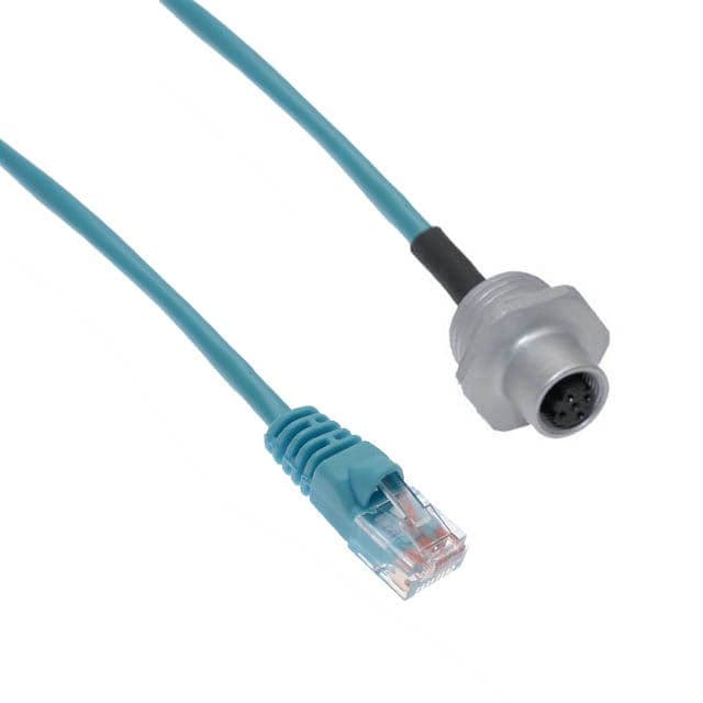 Mencom MDE45-8FR-RJ45-2-0.15M Ethernet, Receptacle, 8 Pole, M12 Female Straight / RJ45 Plug, 0.15 M, .5-NPT, Front Mount, Aluminum MDE45-8FR-RJ45-2-0.15M on Powermatic Associates