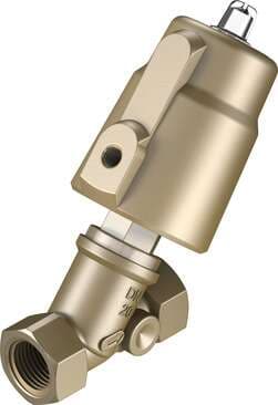Festo 1002536 angle seat valve VZXF-L-M22C-M-B-N34-160-H3B1-50-16 Pneumatically actuated angle seat valve in red brass. Under seat version, safety position closed, NPT thread, nominal width 3/4". Design structure: Poppet valve with piston actuator, Type of actuation: p 1002536 on Powermatic Associates