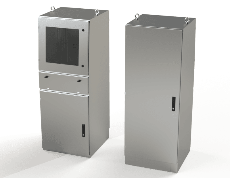 Saginaw Control SCE-642424SSWS S.S. Workstation, Height:64.00", Width:24.25", Depth:24.25", #4 brushed finish on all exterior surfaces. Optional sub-panels are powder coated white. SCE-642424SSWS on Powermatic Associates