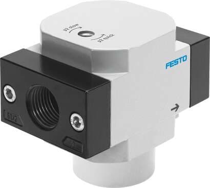 Festo 165078 on-off valve HEL-3/8-D-MINI Used in conjunction with service units for gradual pressure build-up. The valve function is equivalent to a 2/2-way valve. Exhaust-air function: throttleable, Type of actuation: pneumatic, Sealing principle: soft, Assembly posi 165078 on Powermatic Associates