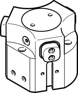 Festo 1163041 three-point gripper HGDD-40-A-G1 With gripping force backup when opening ...-G1. Size: 40, Stroke per gripper jaw: 6 mm, Max. replacement accuracy: <: 0,2 mm, Max. angular gripper jaw backlash ax,ay: <: 0,1 deg, Max. gripper jaw backlash Sz: <: 0,05 mm 1163041 on Powermatic Associates