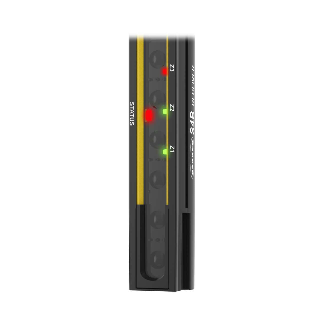 Banner S4BR30-450-S Banner S4BR30-450-S - S4B Type 4 Safety Light Curtain, Receiver; Resolution: 30 mm; Range: 12 m (40 ft); Defined Area: 450 mm (17.7 in); Housing: Black; Connection: Removable Disconnect (RD); Mounting Hardware and Cordset/M12 Pigtail Ordered Separately S4BR30-450-S on Powermatic Associates