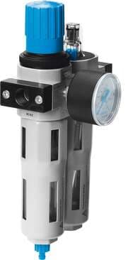 Festo 162785 service unit FRC-1-D-5M-MAXI-A Filter/regulator/lubricator combination, 5 µm filter, with metal bowl guard. With automatic condensate drain. Size: Maxi, Series: D, Actuator lock: Rotary knob with lock, Assembly position: Vertical +/- 5°, Condensate drain: 162785 on Powermatic Associates