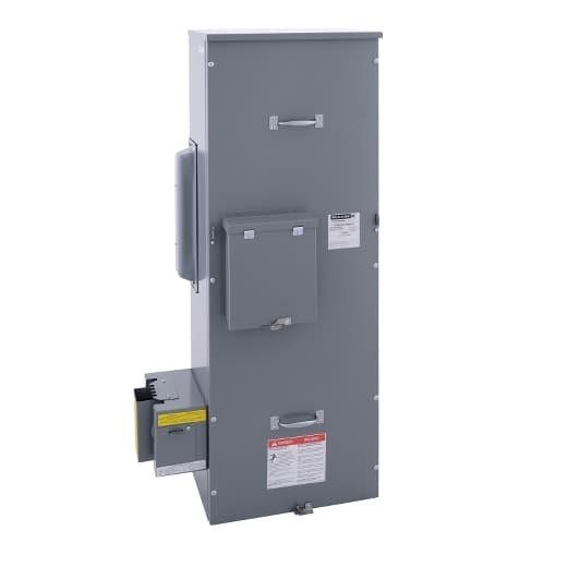 Schneider Electric EZM3600CBNBBTL Square D by Schneider Electric EZM3600CBNBBTL is a meter center main unit designed for indoor installation, featuring a steel enclosure and aluminium busbar. It measures H1370mm x W474mm x D290mm (H53.93" x W18.66" x D11.41") and operates on a rated voltage of 208Y/120Vac and 240/120Vac (Delta). This unit is equipped for three-phase (3PH-4W) networks, with a main and busbar rated current of 600A. It includes a busway tap circuit breaker metering center main unit with a neutral back position, and connections include neutral lugs on the back and a busway connection on the left side. EZM3600CBNBBTL on Powermatic Associates