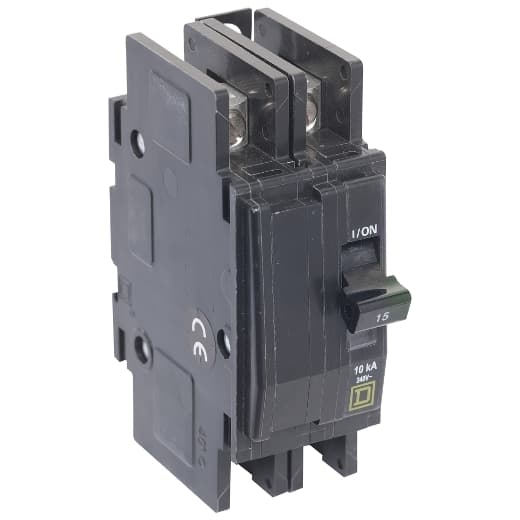 Schneider Electric QOU260VH Square D by Schneider Electric QOU260VH is a unit-mount Miniature Circuit Breaker (MCB) designed for a rated current of 60A and a rated voltage of 120V to 240V AC. It features slotted box lugs connections for both load and line sides, accommodating a cross-section of 14-2AWG (1 cable Al/Cu). This 2-pole MCB has a short circuit breaking rating of 22kA at 240Vac and 5kA at 48Vdc. The terminals are of the box lugs type, facilitating secure and straightforward installation. QOU260VH on Powermatic Associates