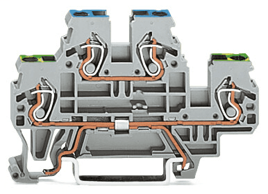 WAGO 870-527 870-527 WAGO - Double-deck terminal block; Ground conductor/through terminal block; 2.5 mm²; PE/L; without marker carrier; for DIN-rail 35 x 15 and 35 x 7.5; CAGE CLAMP®; 2,50 mm²; gray 870-527 on Powermatic Associates