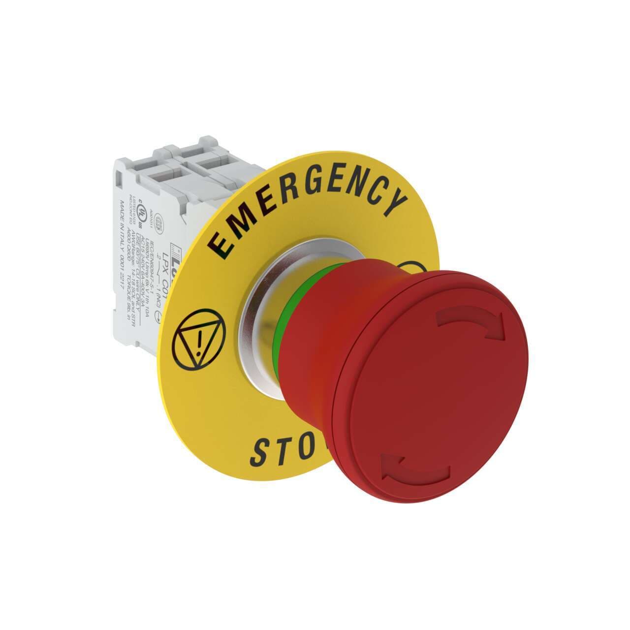 Banner SSA-EBM-11L 22 mm Metal E-Stop Button Kit; Kit Includes: 40 mm Actuator on Metal Shaft; Metal Mounting Adapter, 1 NC & 1 NO Contacts; E-Stop Legend SSA-EBM-11L on Powermatic Associates