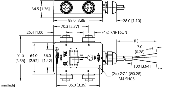 Turck 4 RKF 301-4M 4 RKF 301-4M Turck - 4 RKF 301-4M Actuator and Sensor Junction Box, 7/8 minifast I/O Ports, " 4 RKF 301-4M on Powermatic Associates