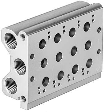 Festo 33409 manifold block PRS-ME-1/8-4 Max. number of valve positions: 4, Product weight: 300 g, Mounting type: with through hole, Pilot exhaust port 82: M5, Pilot exhaust port 84: M5 33409 on Powermatic Associates
