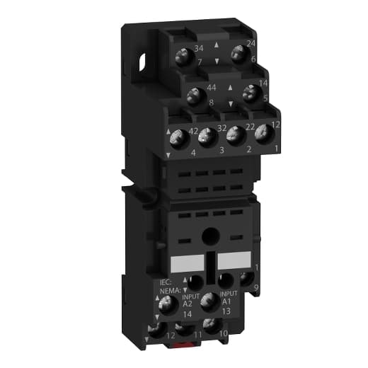 Schneider Electric RXZE2M114 Schneider Electric RXZE2M114 is a plug-in socket within the RXZ sub-range designed for a rated current of 10 A and a rated voltage (AC) - phase-to-neutral of 250 V. It features screw-clamp type terminals and offers a degree of protection of IP20. This socket is specified for an ambient air temperature for operation ranging from -40 to +55 °C. RXZE2M114 on Powermatic Associates