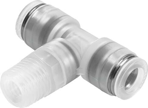 Festo 133080 push-in T-fitting NPQP-T-R12-Q12-FD Size: Standard, Nominal size: 6,9 mm, Container size: 1, Design structure: Push/pull principle, Temperature dependent operating pressure: -0,95 - 10 bar 133080 on Powermatic Associates