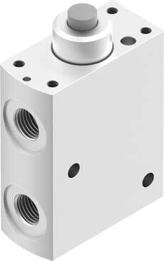 Festo 8031295 stem actuated valve VMEF-ST-M32-M-G18 Valve function: 3/2 closed, monostable, Type of actuation: mechanical, Width: 20 mm, Standard nominal flow rate: 750 l/min, Operating pressure MPa: -0,095 - 1 MPa 8031295 on Powermatic Associates