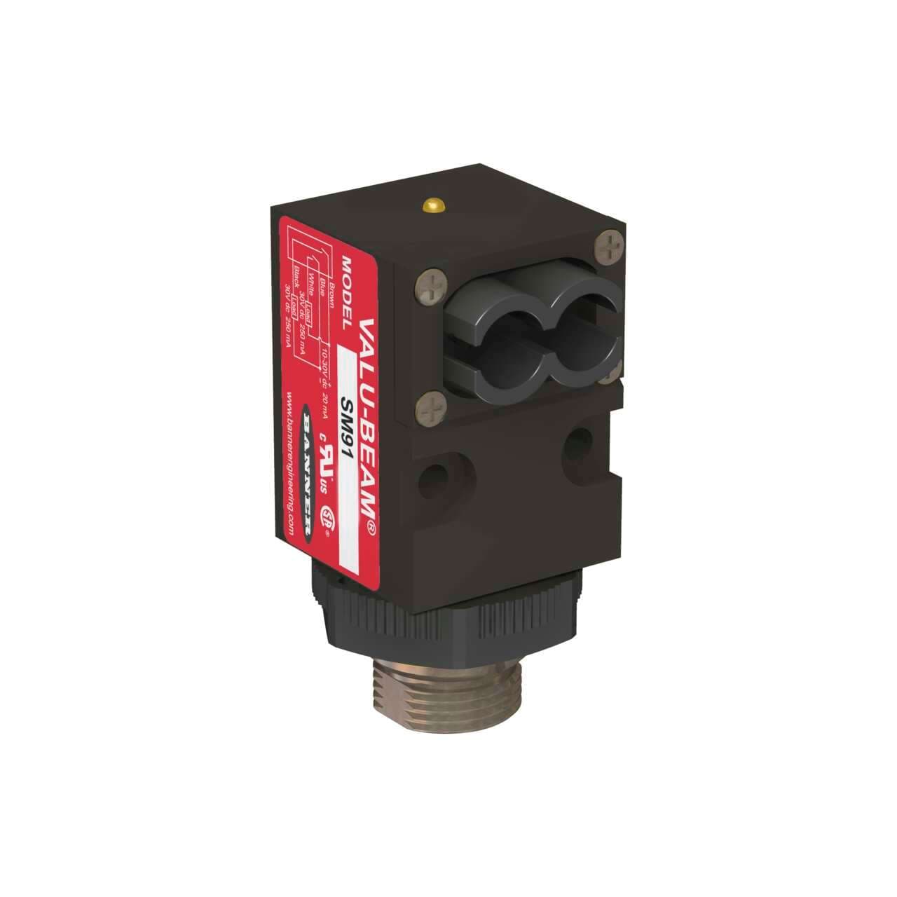 Banner SM91RBNQD VALU-BEAM: Receiver - Frequency B; Range: 30 m; Input: 10-30 V dc; Output: Bipolar: 1 NPN; 1 PNP; 4-pin Mini Integral QD SM91RBNQD on Powermatic Associates