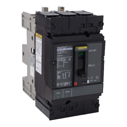 Schneider Electric HGN36100 Circuit breaker, PowerPacT H, thermal magnetic, unit mount, 100A, 3 pole, 18 kA, 600 VAC, 80% rated HGN36100 on Powermatic Associates