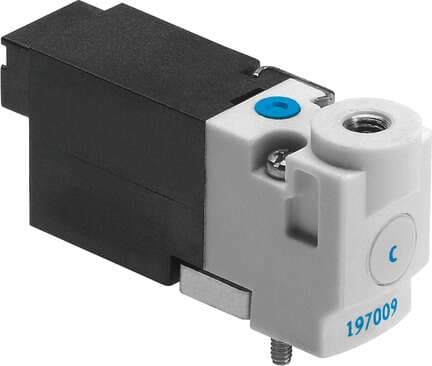Festo 197047 solenoid valve MHP1-M1H-2/2G-M3-HC Semi in-line valve for individual and manifold mounting, very compact, with plug connector at rear Valve function: 2/2 closed, monostable, Type of actuation: electrical, Width: 10 mm, Standard nominal flow rate: 14 l/min 197047 on Powermatic Associates