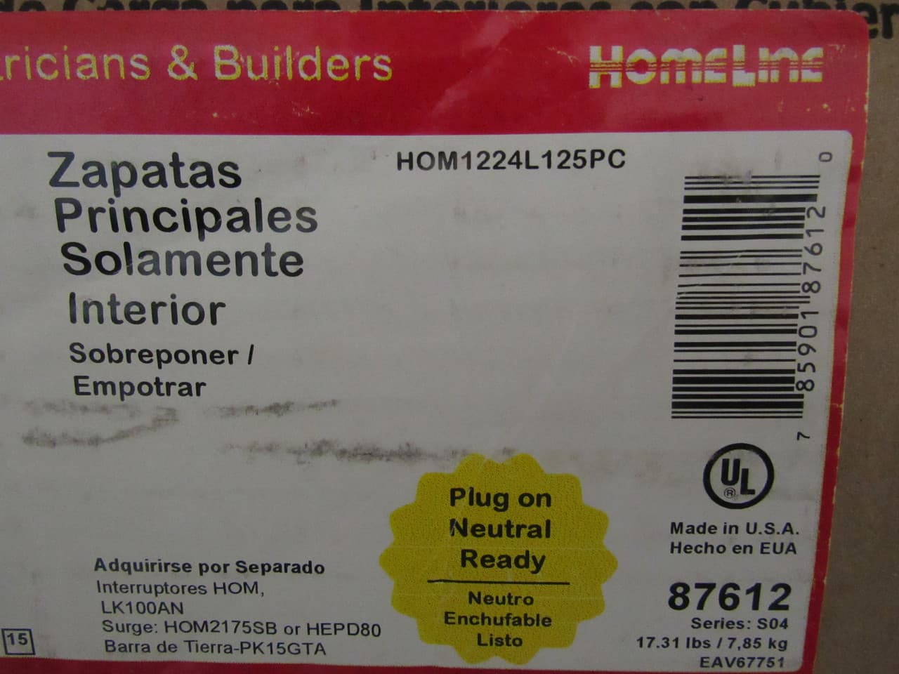 Schneider Electric HOM1224L125PC Square D by Schneider Electric HOM1224L125PC is a load center designed for single-phase (1PH) networks. It features a welded sheet steel enclosure and a tin-plated aluminum busbar. This load center has dimensions of H455mm x W362mm x D242mm (H17.91" x W14.25" x D9.53"), with 12 spaces accommodating up to 24 single pole circuits or 12 tandem breakers. It offers a connection type via lugs, a rated current of 125A, and supports a rated voltage (AC) of 120Vac/240Vac. The HOM1224L125PC is designed to meet NEMA 1 degree of protection standards. HOM1224L125PC on Powermatic Associates