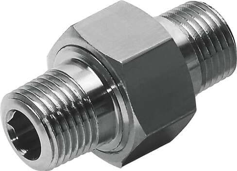 Festo 151521 double nipple ESK-1/4-1/4 For angular compensation Pneumatic connection, port  1: R1/4, Pneumatic connection, port  2: R1/4, Materials note: Conforms to RoHS, Material double nipple: Brass 151521 on Powermatic Associates