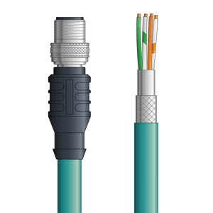 Lapp C5E103S01 C5E103S01 - LAPP ETHERLINE® Industrial Cordsets 26 AWG / 2 pair CAT5e - Teal Polyurethane (PUR) - M12 Male / Wire Leads connectors - 1m C5E103S01 on Powermatic Associates