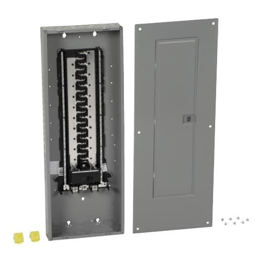 Schneider Electric HOM4284M200PC Square D by Schneider Electric HOM4284M200PC is a load center designed for single-phase (1PH) networks. It features a welded sheet steel enclosure and a tin-plated aluminum busbar. This load center has dimensions of H1000mm x W362mm x D95mm (H39.37" x W14.25" x D3.74") and offers 42 spaces. It is equipped with lugs for connection, supports a rated current of 200A, and operates at a rated voltage of 120Vac/240Vac. The HOM4284M200PC provides a degree of protection of NEMA 1 and can accommodate up to 84 single pole circuits or 42 tandem breakers. HOM4284M200PC on Powermatic Associates