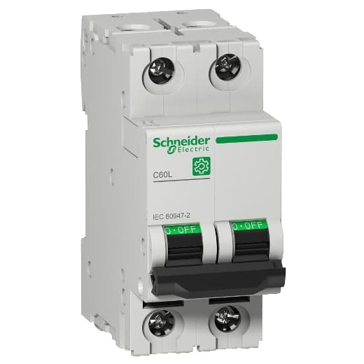 Schneider Electric M9F17206 Schneider Electric M9F17206 is a Miniature Circuit Breaker (MCB) within the C60L sub-range, designed with 2 poles and a rated current of 6A. It features a rated insulation voltage (Ui) of 500V, a rated voltage for DC applications at 125Vdc, and a rated operating voltage (Ue) of 440V. The MCB is equipped to handle a rated impulse voltage (Uimp) of 6kV and offers protection for both poles. It operates with a tripping curve C, ensuring precise protection for electrical circuits. M9F17206 on Powermatic Associates