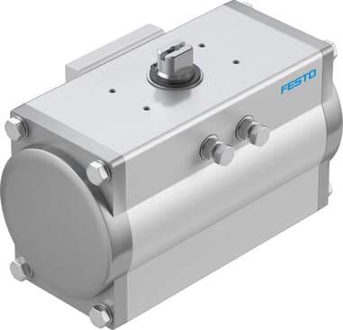 Festo 8066412 semi-rotary drive DFPD-N-120-RP-90-RD-F0507 double-acting, rack and pinion design, connection pattern to NAMUR VDI/VDE 3845 for mounting solenoid valves, position sensors and positioners, standard connection to fitting ISO 5211, NPT control air connection 8066412 on Powermatic Associates