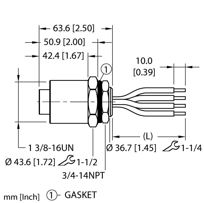 Turck GKDF 44-1M/14.75/NPT GKDF 44-1M/14.75/NPT Turck - GKDF 44-1M/14.75/NPT Power Receptacle, Front Mount GKDF 44-1M/14.75/NPT on Powermatic Associates