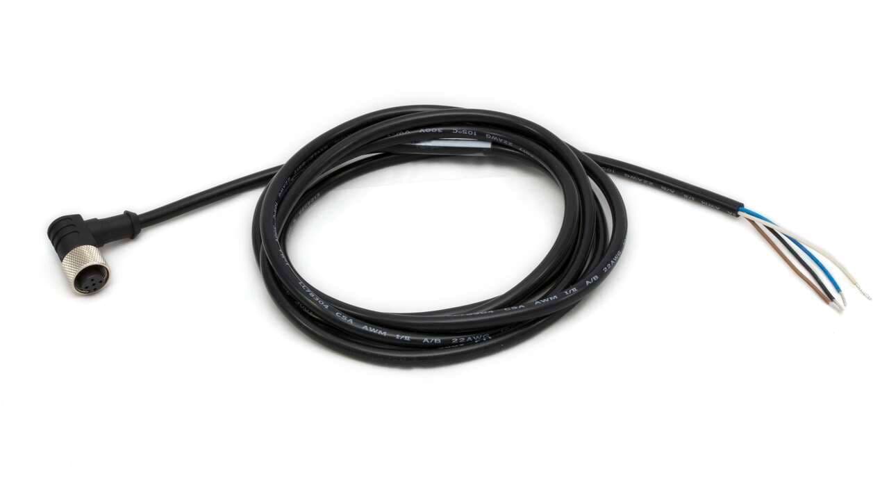 Banner MQDC-4100RA Cordset: Single Ended M12; 4-pin Right-Angle Female; 31 m 4x22 Black PVC Jacket; Nickel-Plated Brass Coupling Nut MQDC-4100RA on Powermatic Associates