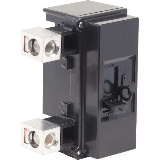 Schneider Electric QOM2100VHL Square D by Schneider Electric QOM2100VHL is a Miniature Circuit Breaker (MCB) designed for primary or main circuit protection. It features a bolt-on mounting mode and a bolt-on connection type, ensuring secure installation. This MCB is rated for a current of 100A and can accommodate a voltage range of 120V to 240V AC. It is compatible with wire cross-sections from 4AWG to 250kcmil for one aluminum or copper cable, facilitated by lug-type terminals. The QOM2100VHL is a 2-pole circuit breaker with a short circuit breaking rating of 22kA at 240Vac, designed to interrupt fault currents effectively. QOM2100VHL on Powermatic Associates