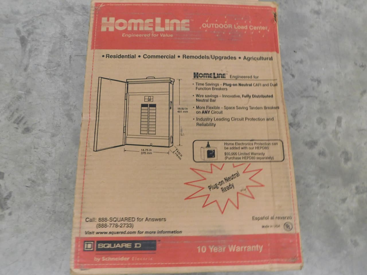 Schneider Electric HOM1224L125PRB Square D by Schneider Electric HOM1224L125PRB is a load center designed for single-phase (1PH) networks. It features a welded galvannealed steel enclosure and a tin-plated aluminum busbar. This load center has dimensions of H758mm x W375mm x D115mm (H29.84" x W14.76" x D4.53"), offering 12 spaces for up to 24 single pole circuits or 12 tandem breakers. It is equipped with lugs for connection, has a rated current of 125A, and operates at a rated voltage of 120Vac/240Vac. The HOM1224L125PRB is designed to meet NEMA 3R protection standards, ensuring suitability for various applications. HOM1224L125PRB on Powermatic Associates