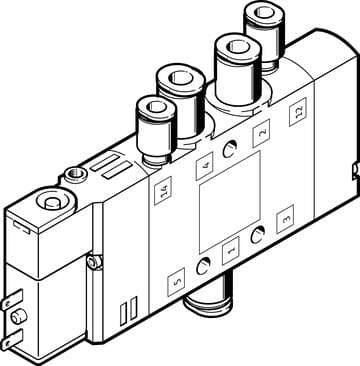 Festo 196886 solenoid valve CPE10-M1BH-5LS-QS-6 High component density Valve function: 5/2 monostable, Type of actuation: electrical, Width: 10 mm, Standard nominal flow rate: 320 l/min, Operating pressure: -0,9 - 10 bar 196886 on Powermatic Associates