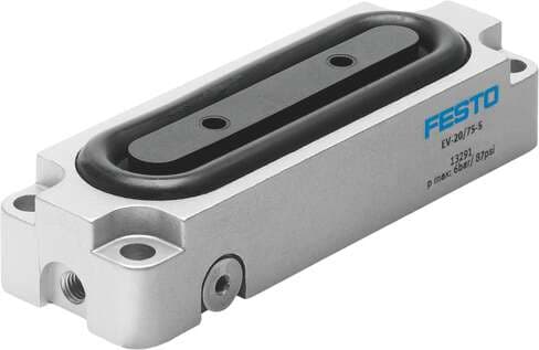 Festo 13291 clamping module EV-20/75-5 With reset function Stroke: 5 mm, Clamping surface: 20x75, Assembly position: Any, Mode of operation: single-acting, Operating pressure: 2 - 6 bar 13291 on Powermatic Associates