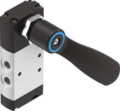 Festo 4414863 hand lever valve VHEF-HS-B52-N18 Valve function: 5/2 bistable, Type of actuation: manual, Width: 20 mm, Standard nominal flow rate: 750 l/min, Operating pressure MPa: -0,095 - 1 MPa 4414863 on Powermatic Associates